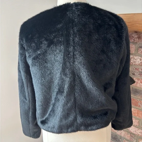 J. Crew Black Faux Fur Jacket - Picture 3 of 5